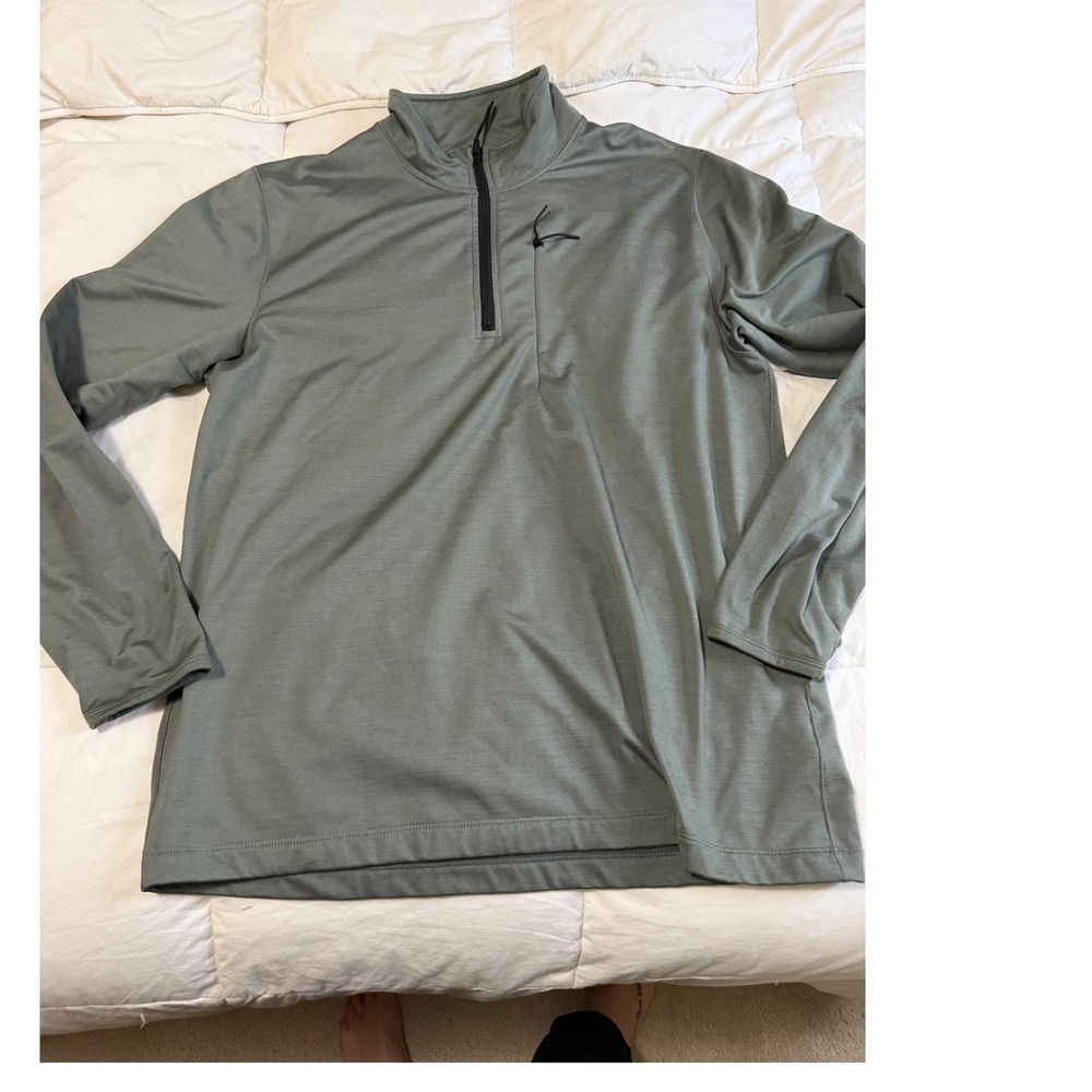 Under Armour Mens Quarter Zip Pullover Active Top Gray Green XL Zip Pocket
